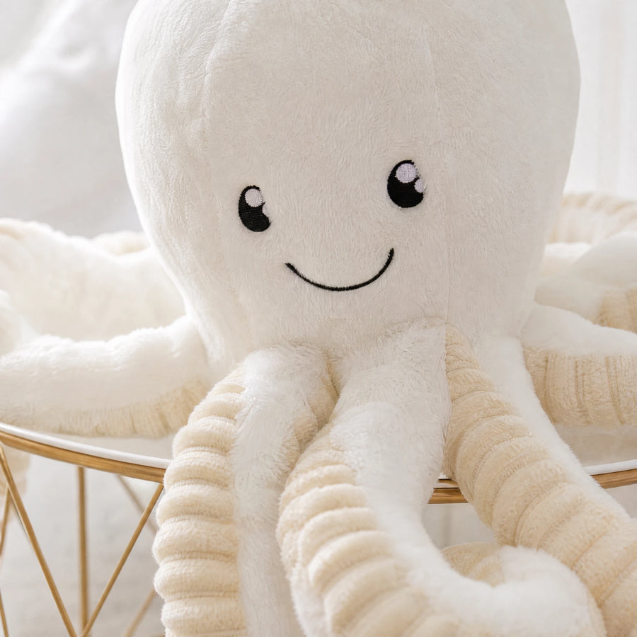 Octopus Plush Toy with Textured Tentacles White - Détail matière