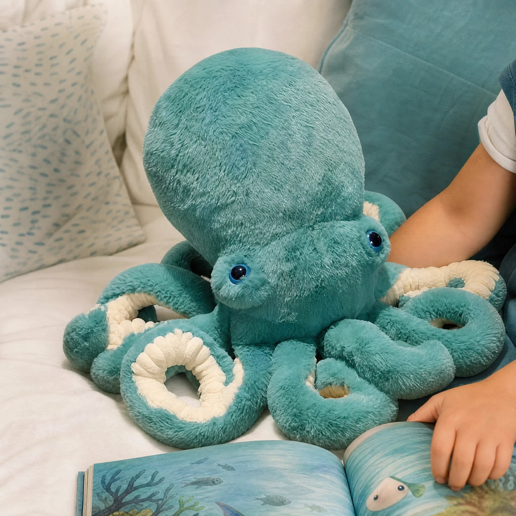 Octopus Plush with Textured Tentacles and Embroidered Eyes - Utilisation du produit