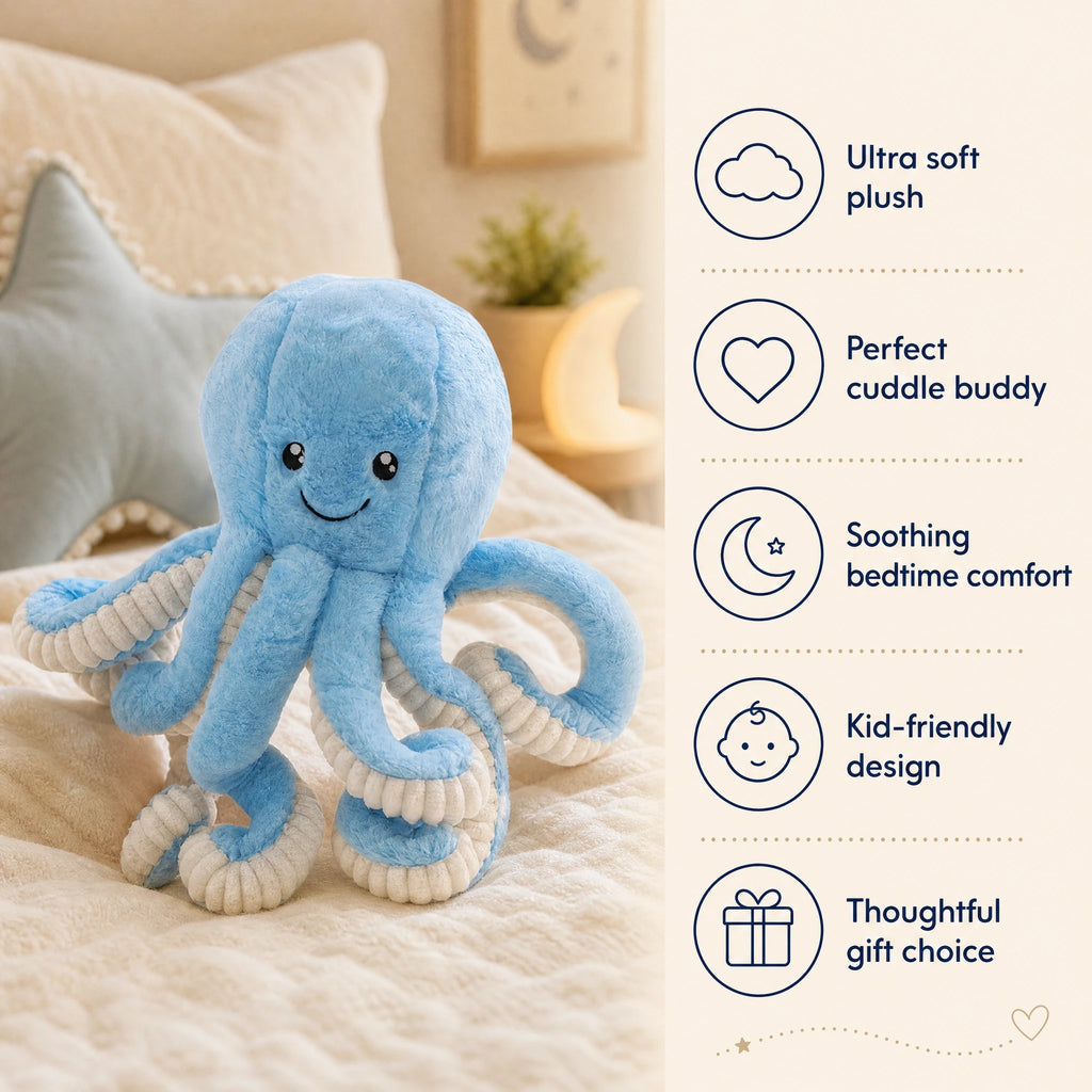 Octopus Plush with Textured Tentacles - Bénéfices produit