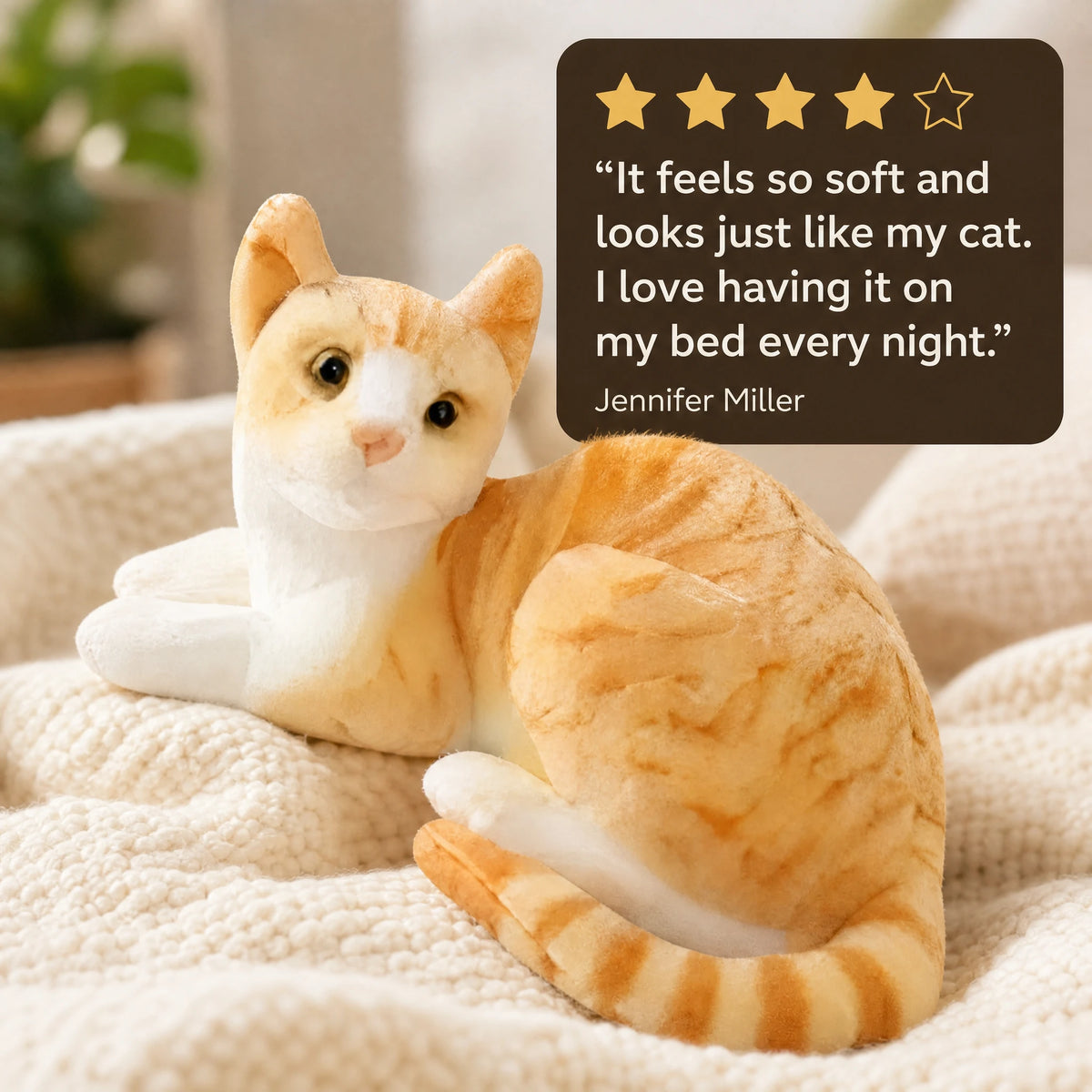 Orange Tabby Cat Plush in Lying Down Position - Image témoignage