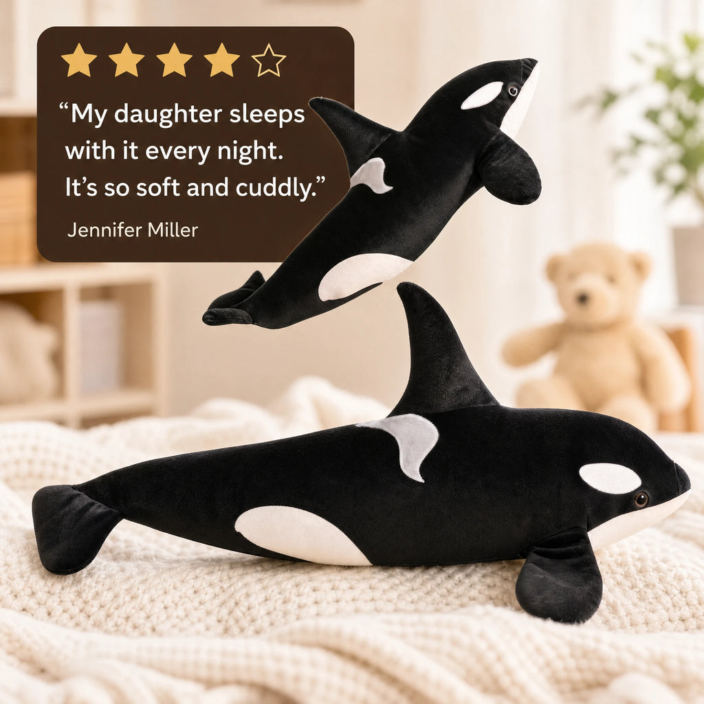 Orca Plush with Realistic Black and White Markings - Image témoignage