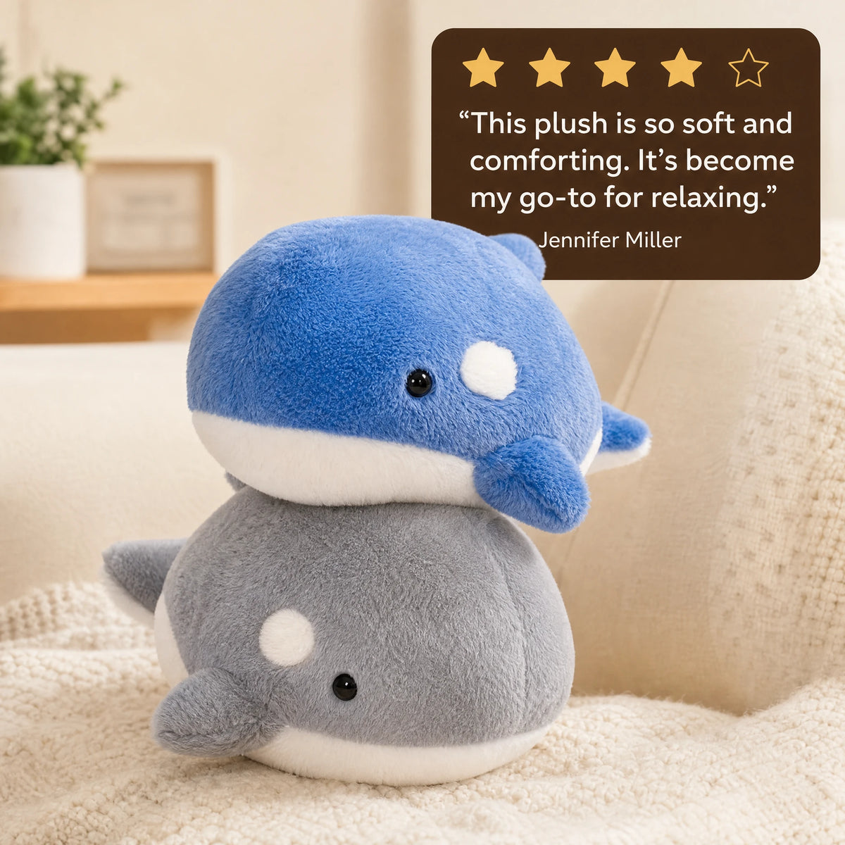 Orca Plush with Rounded Kawaii Design - Image témoignage