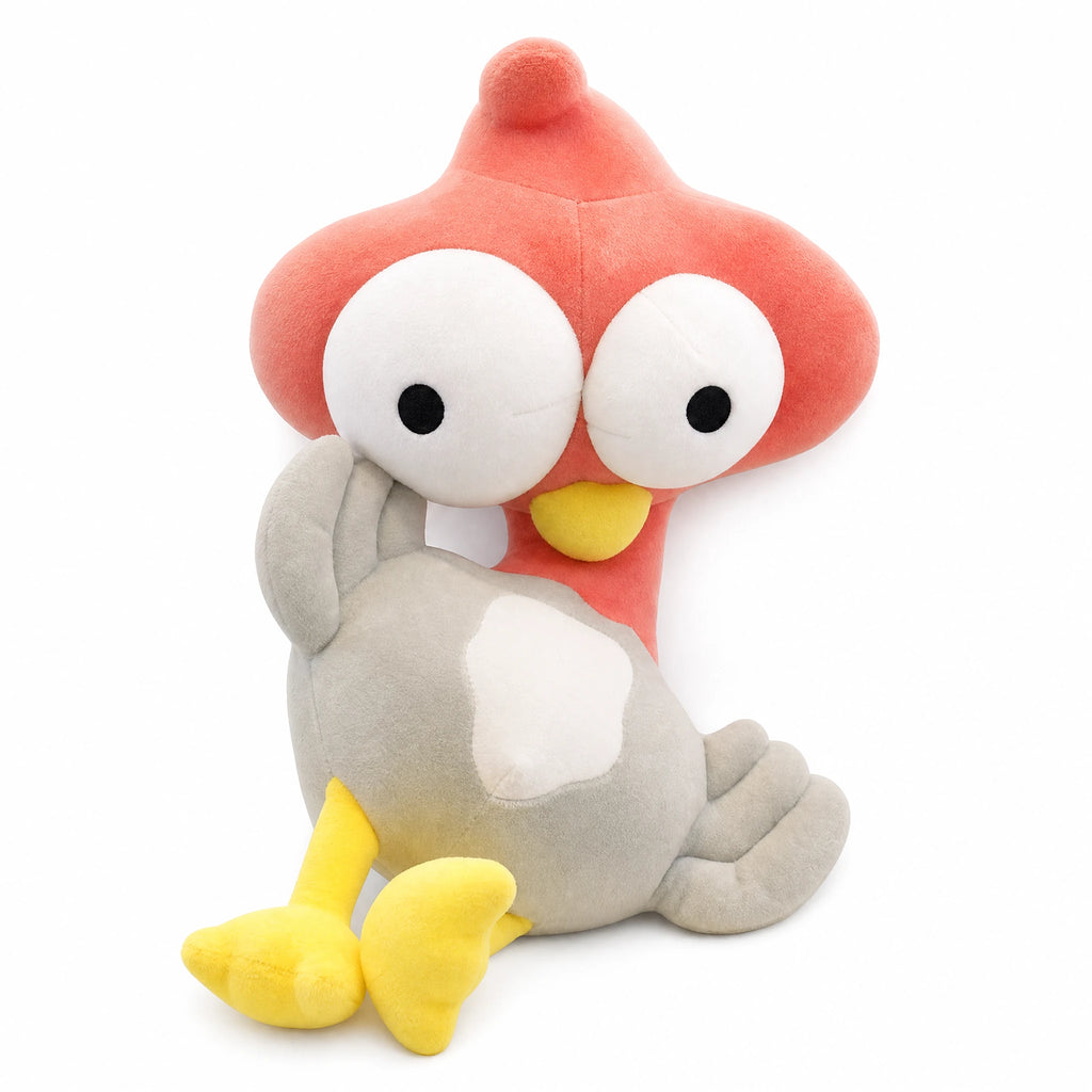 Ostrich Plush Toy with Big Eyes and Dangling Legs - Fond blanc