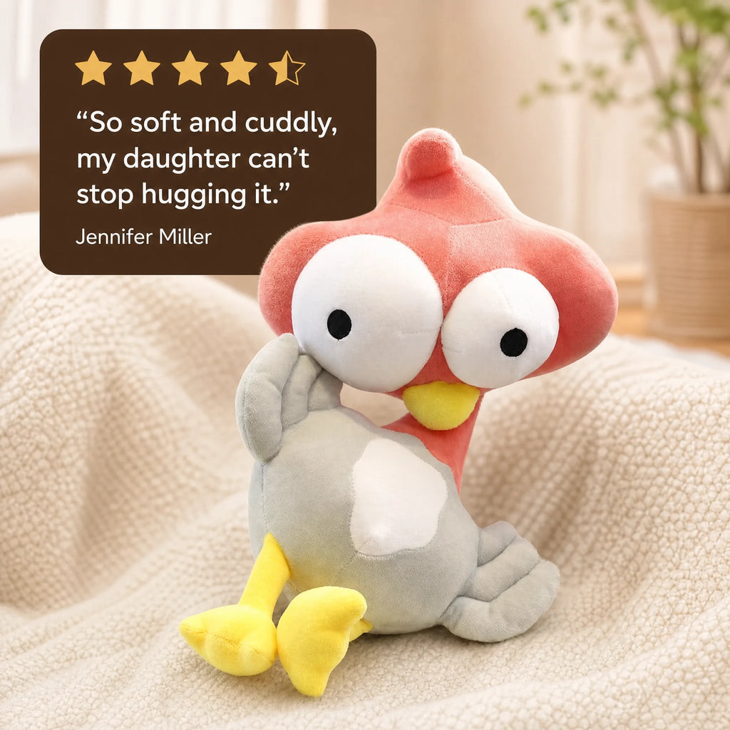 Ostrich Plush Toy with Big Eyes and Dangling Legs - Image témoignage
