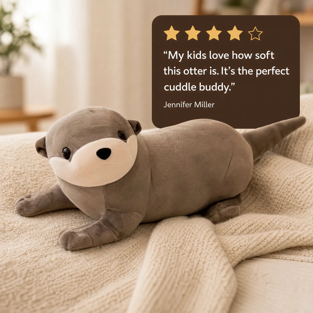 Otter Plush, Soft Gray Lying Down Design - Image témoignage