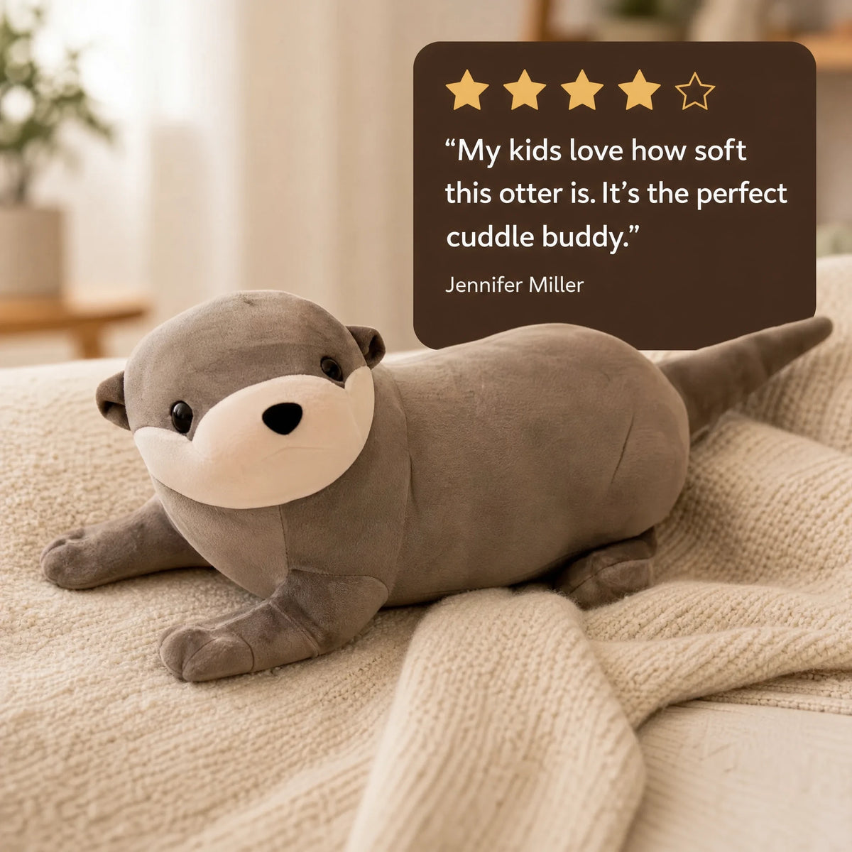 Otter Plush, Soft Gray Lying Down Design - Image témoignage