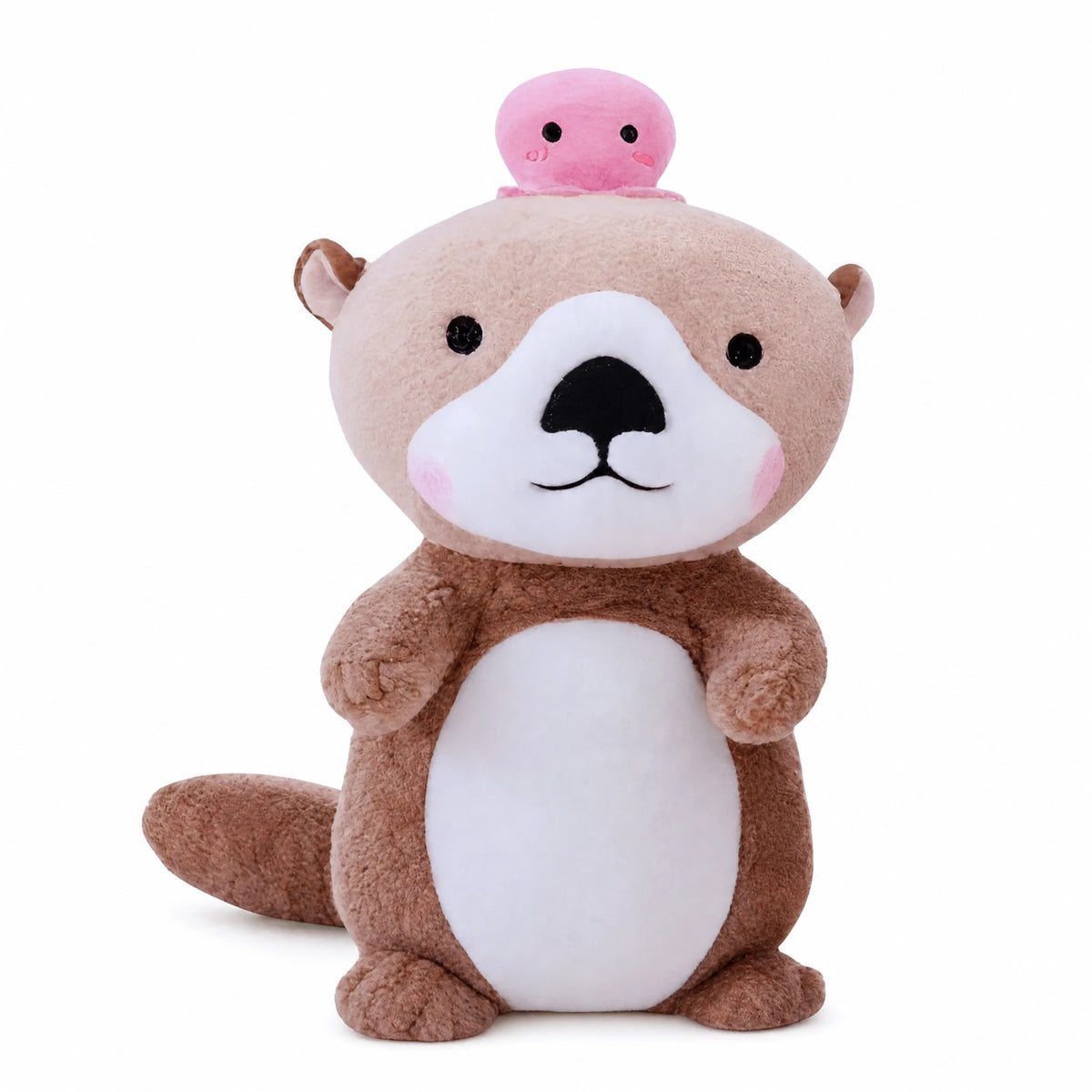 Otter Plush with Octopus Friend Kawaii Design - Fond blanc