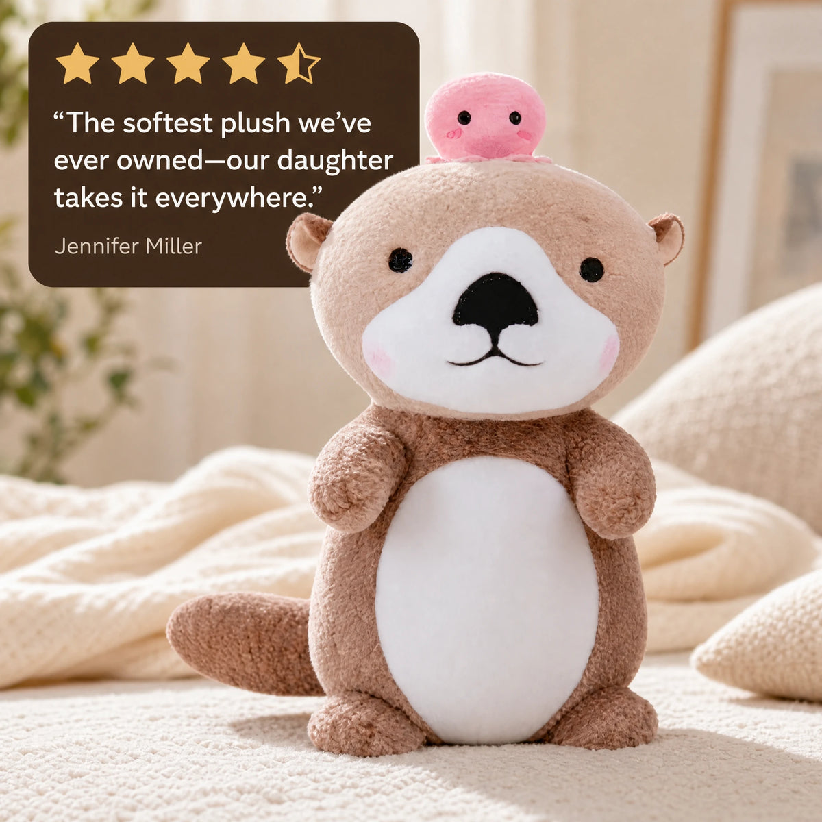 Otter Plush with Octopus Friend Kawaii Design - Image témoignage