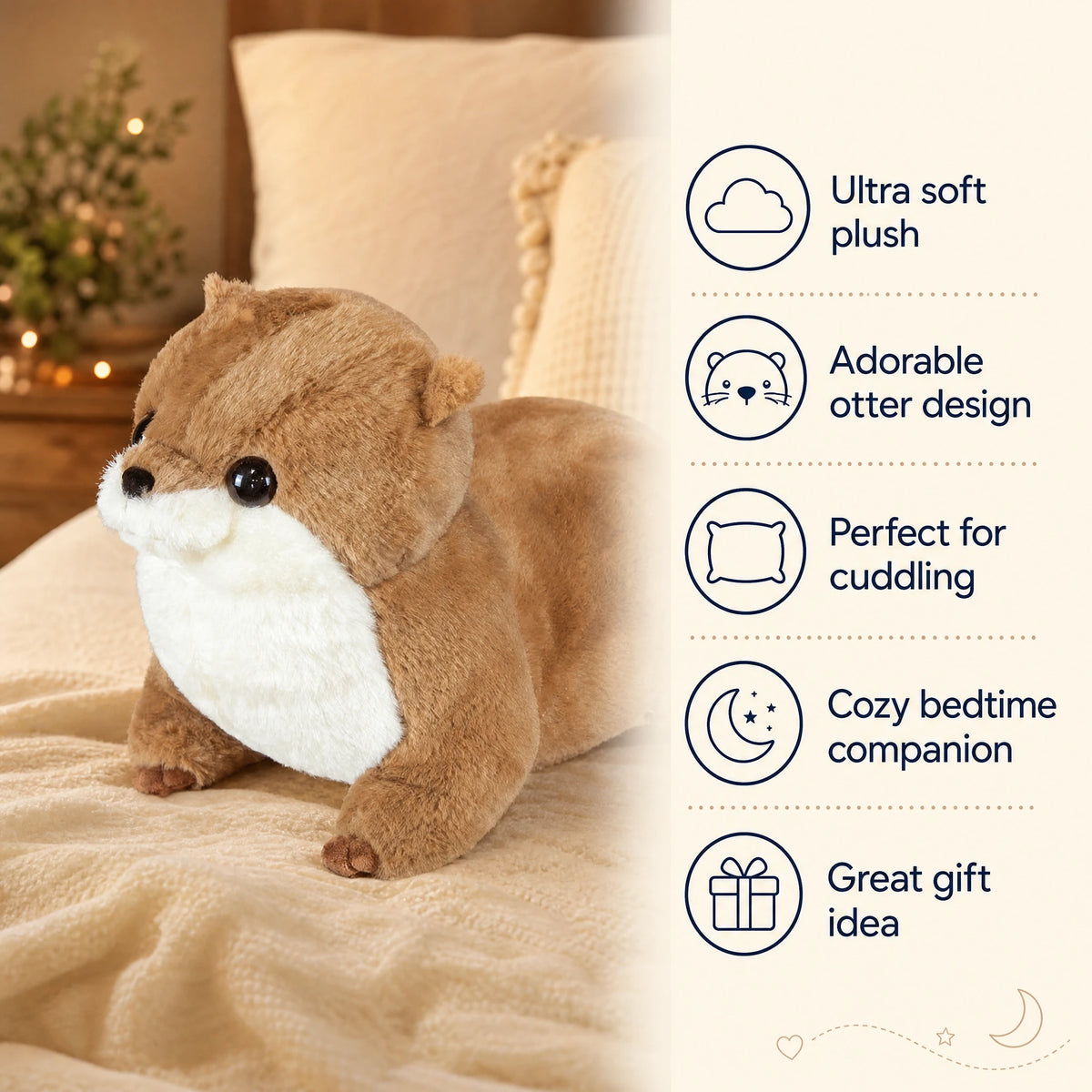 Otter Plush with White Belly and Realistic Brown Fur - Bénéfices produit