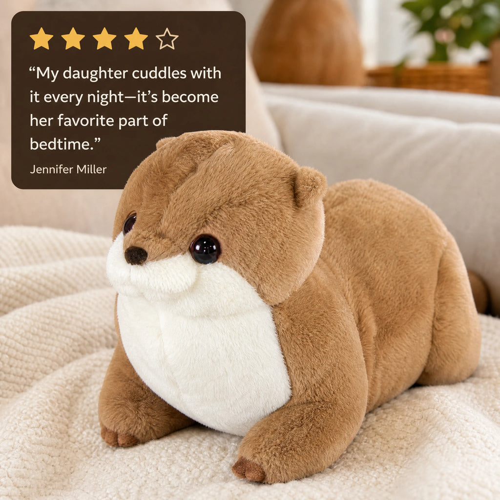 Otter Plush with White Belly and Realistic Brown Fur - Image témoignage
