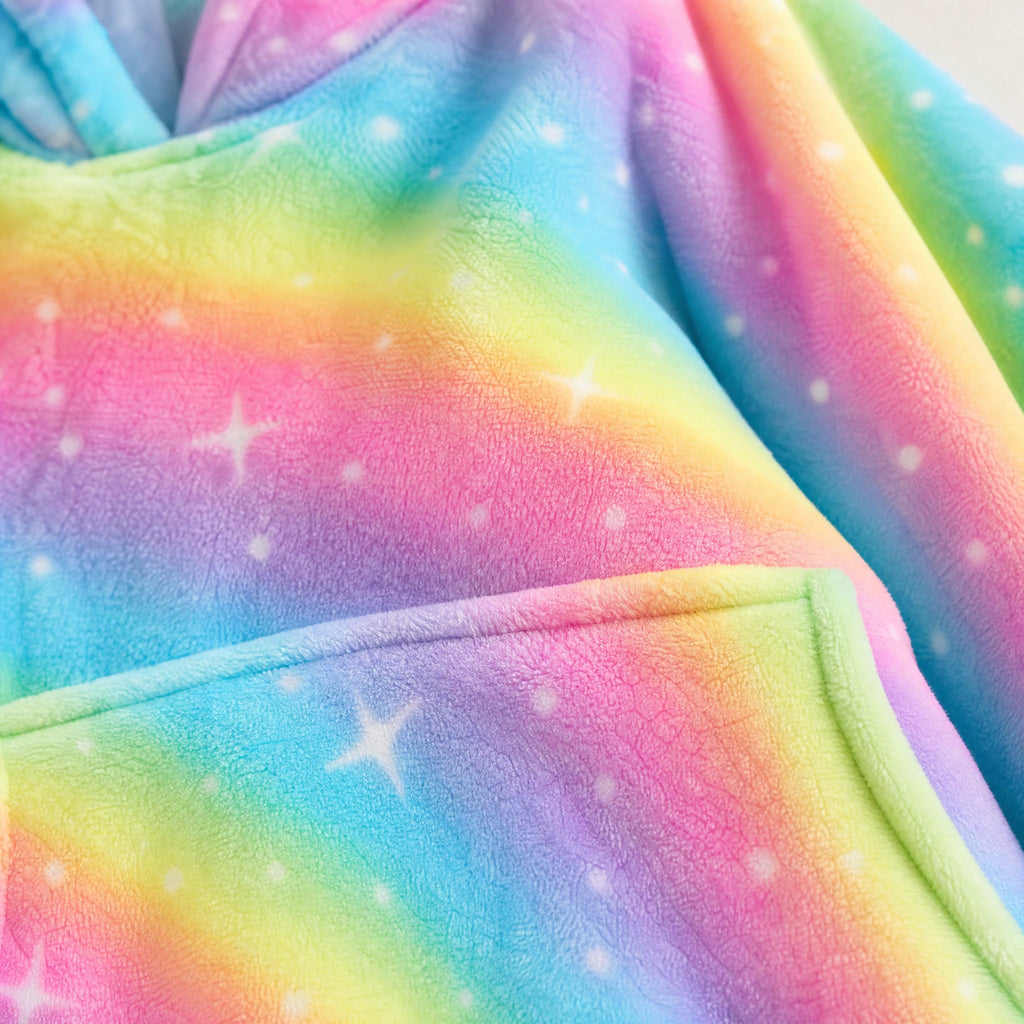 Oversized Blanket Hoodie with Rainbow Galaxy Print - Détail matière