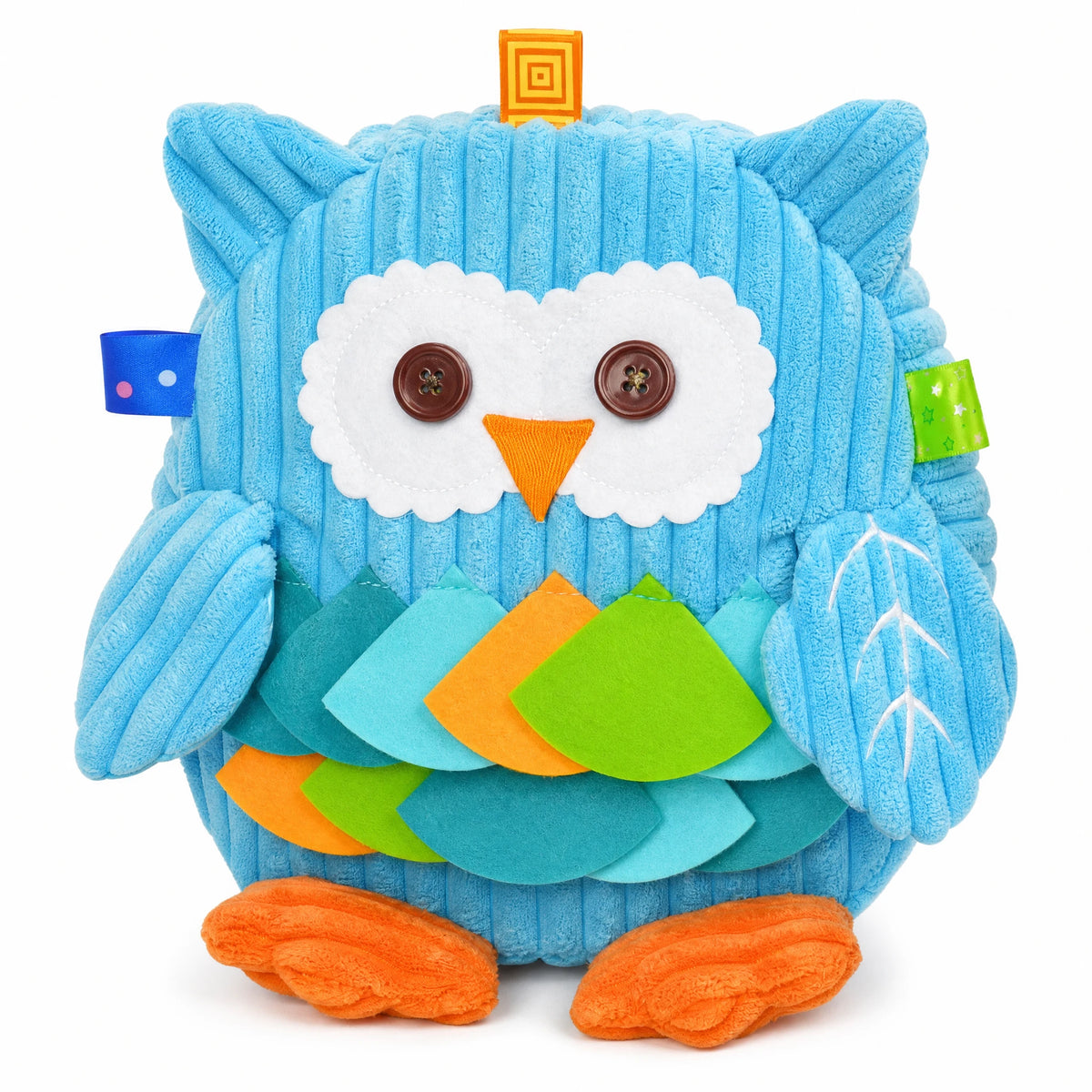 Owl Plush Backpack with Textured Corduroy Fabric - Fond blanc