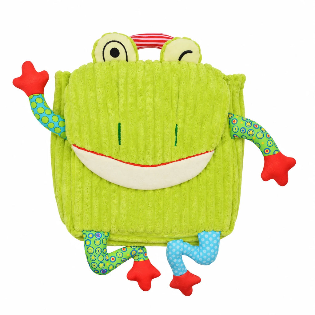 Owl Plush Backpack with Textured Corduroy Fabric - Green