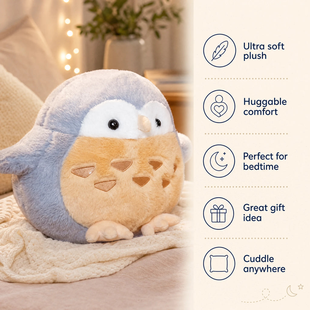 Owl Plush Round Chubby Design with Embroidered Details - Bénéfices produit
