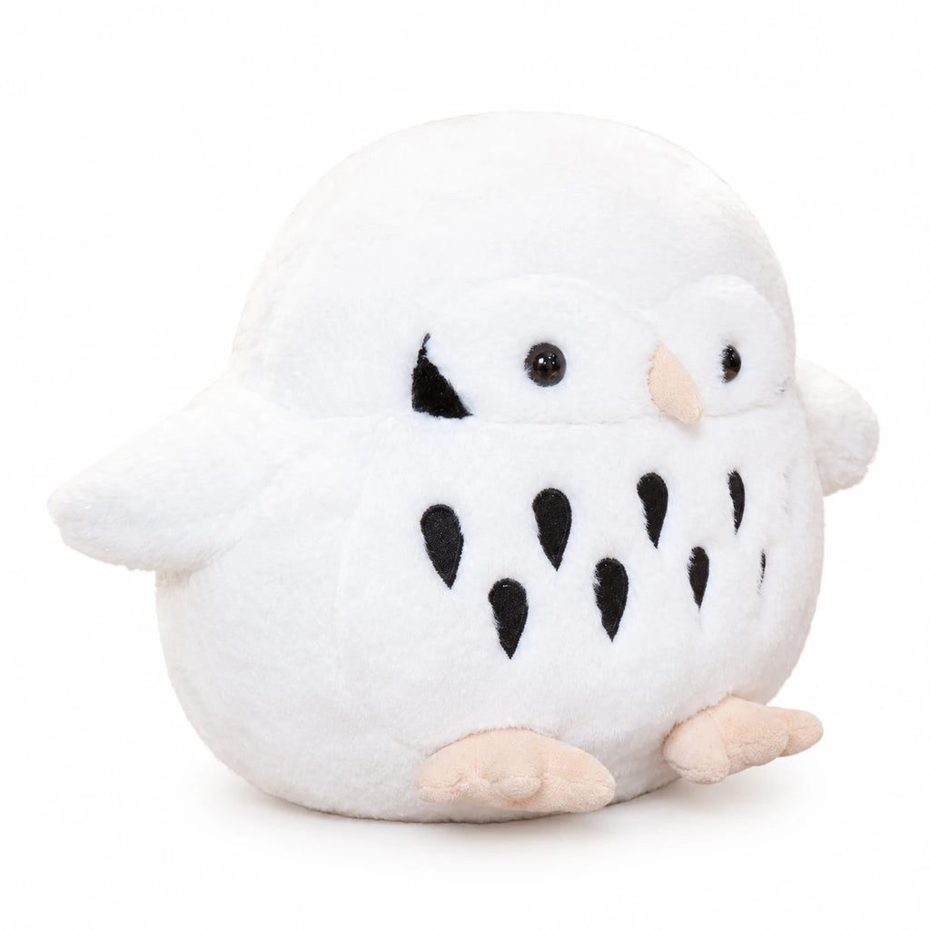 Owl Plush Round Chubby Design with Embroidered Details - White / 14in / 35cm · White / 18in / 45cm