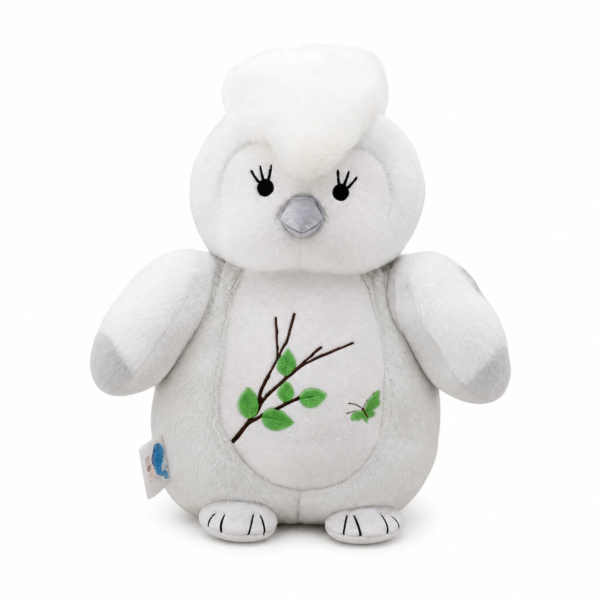 Owl Plush with Embroidered Branch Design - Fond blanc