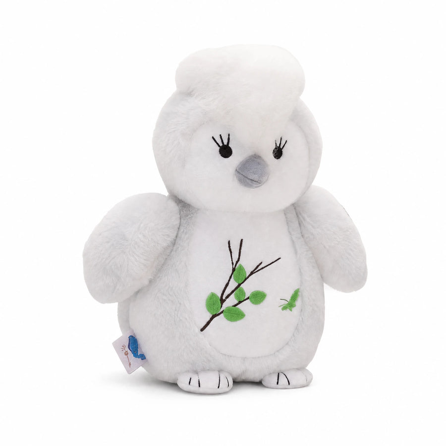 Owl Plush with Embroidered Branch Design - Fond blanc, autre angle
