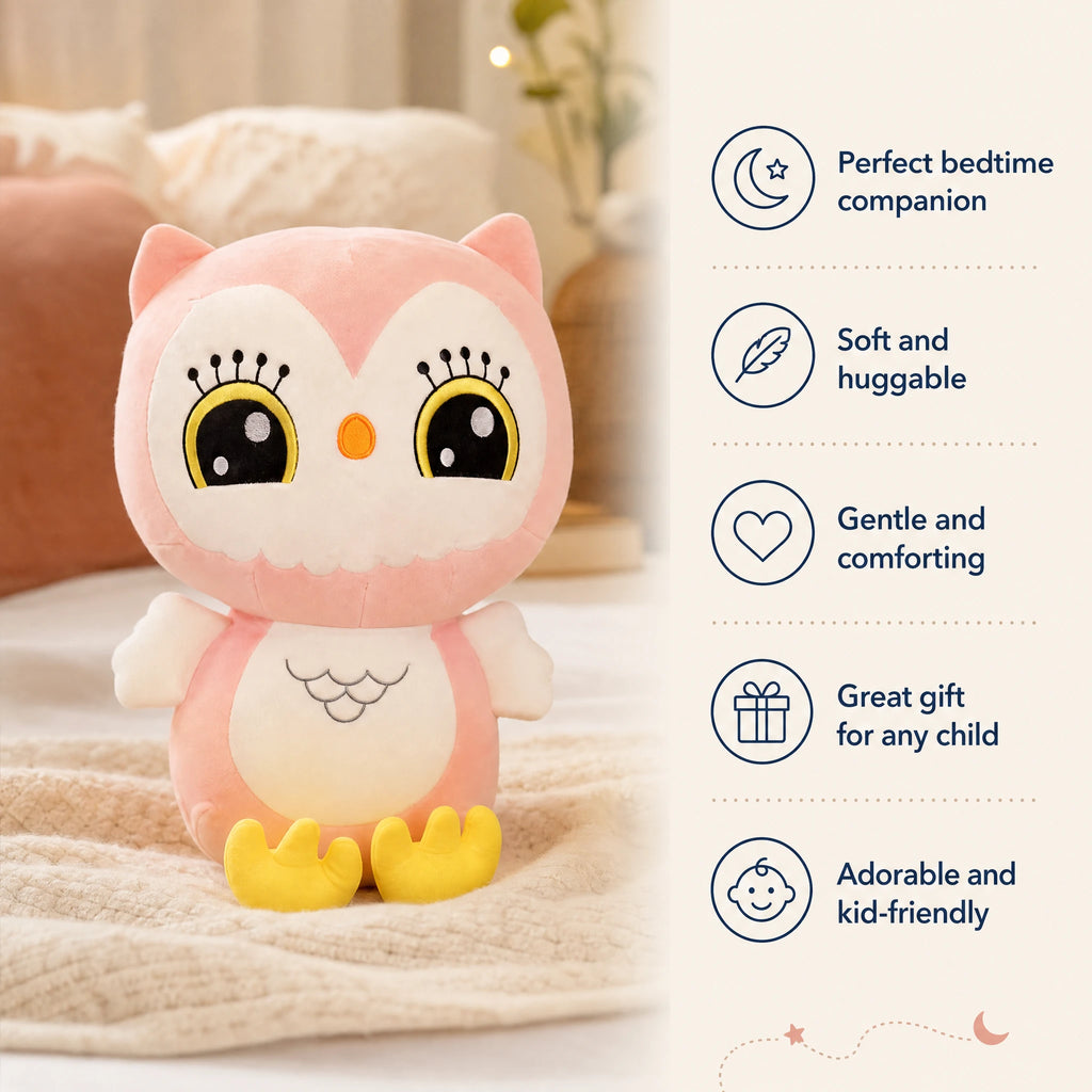 Owl Plush with Kawaii Design in Soft Pink - Bénéfices produit