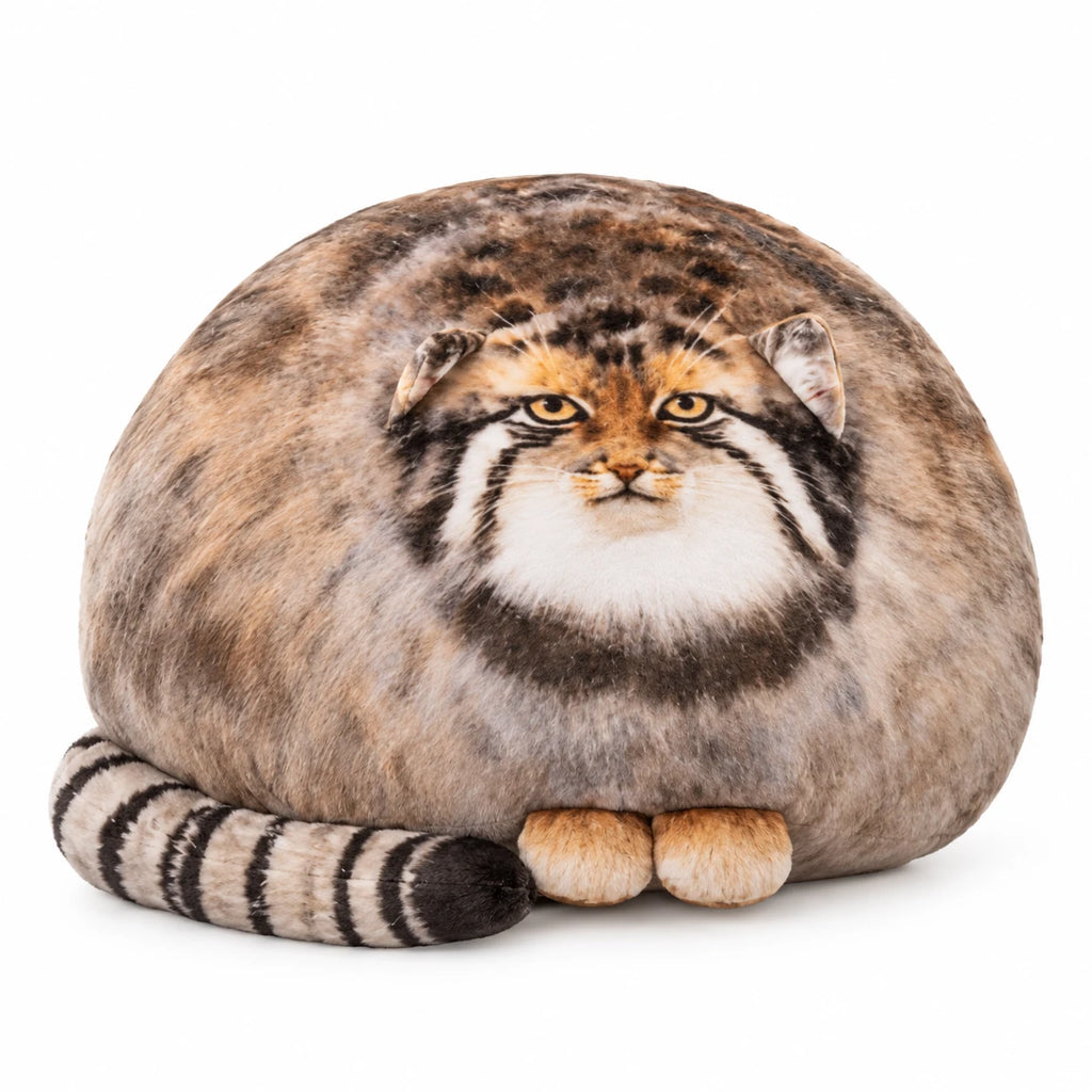 Pallas Cat Plush, Chubby Round Wildcat Design - 12in / 30cm · 16in / 40cm · 20in / 50cm