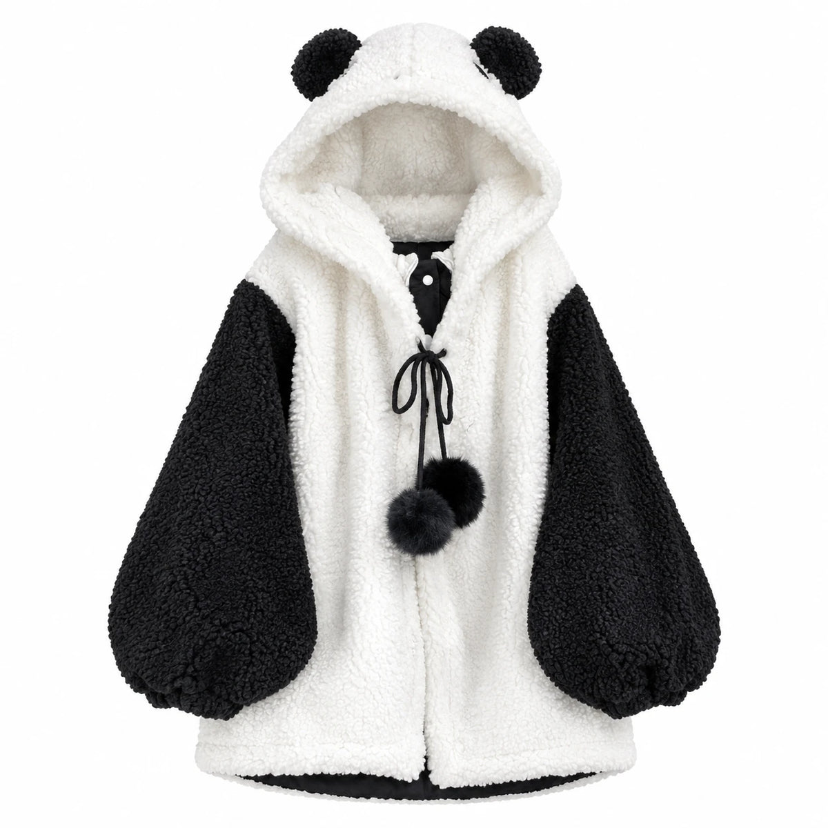Panda Hoodie Jacket with Fluffy Ears and Color Block - M · L · XL · XXL