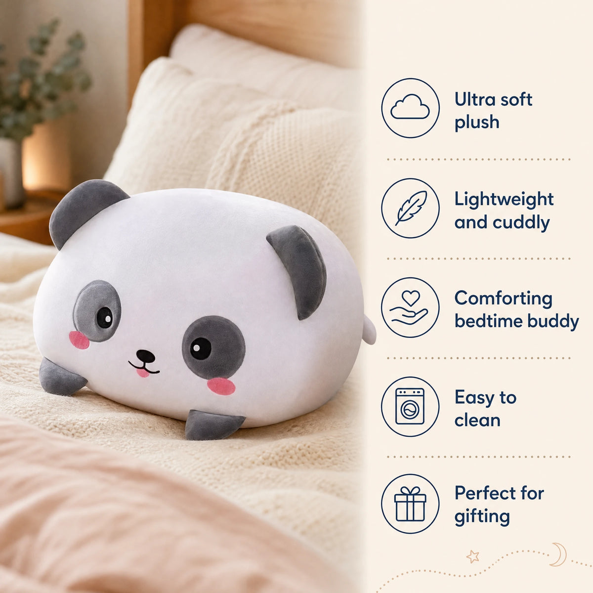 Panda Pillow Plush with Round Design and Soft Cotton - Bénéfices produit