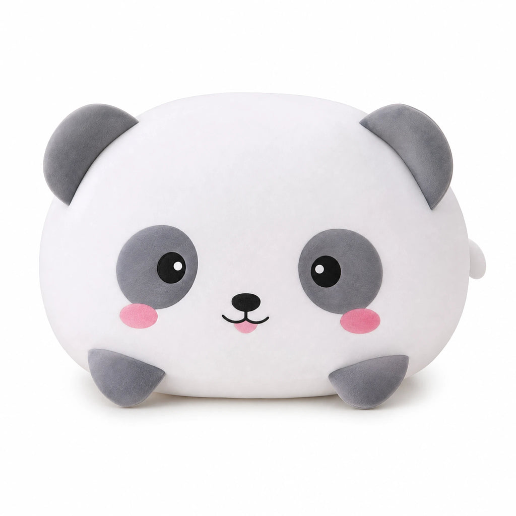 Panda Pillow Plush with Round Design and Soft Cotton - Fond blanc