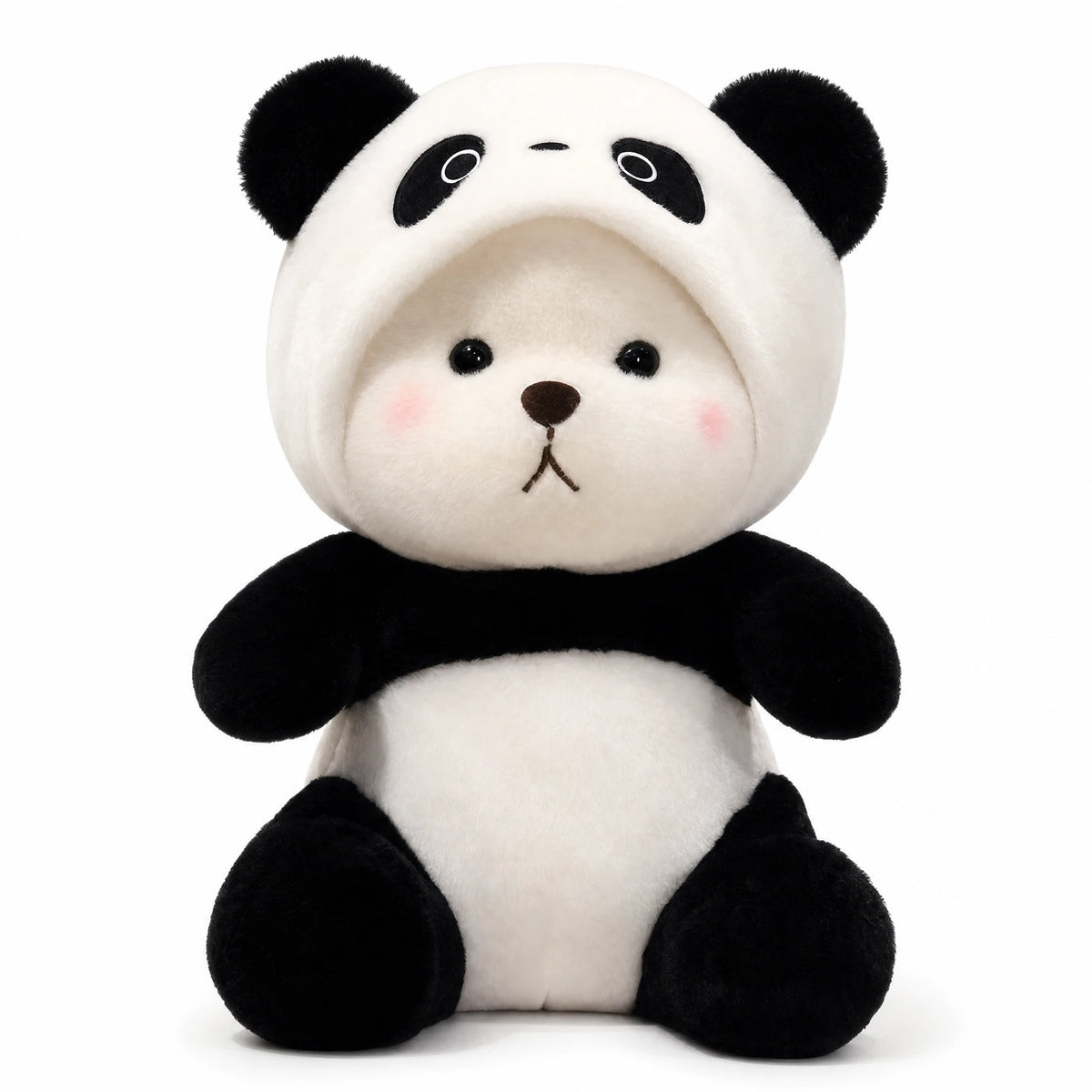Panda Plush Bear with Removable Hood - Fond blanc