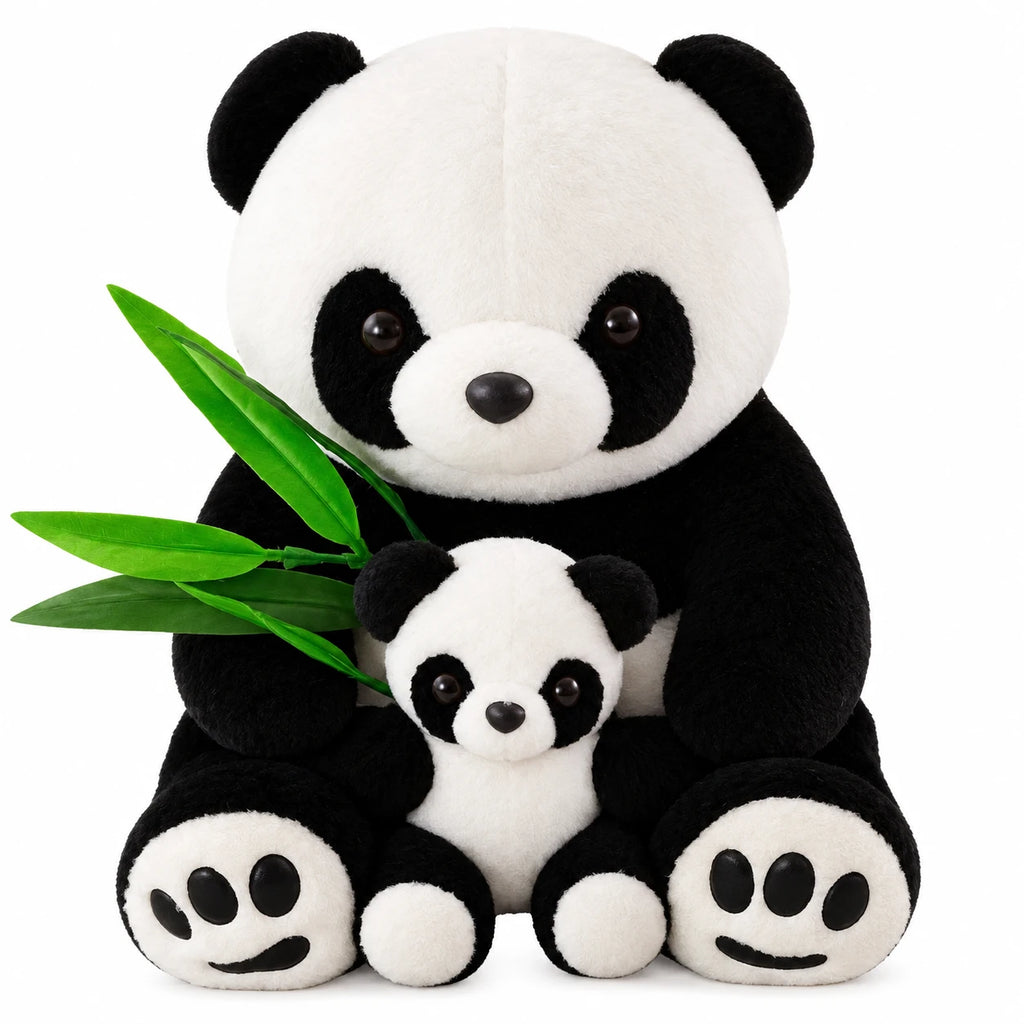 Panda Plush Toy with Baby, Soft Bamboo Mother and Cub - 10in / 25cm … (5 tailles)