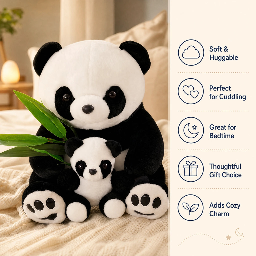 Panda Plush Toy with Baby, Soft Bamboo Mother and Cub - Bénéfices produit