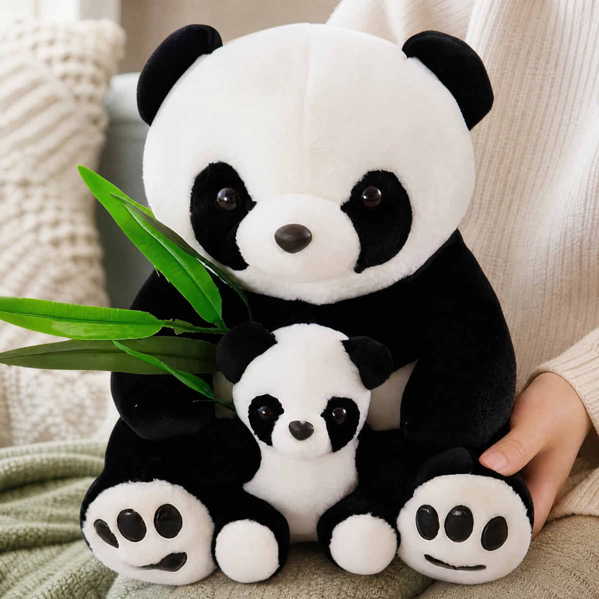 Panda Plush Toy with Baby, Soft Bamboo Mother and Cub - Utilisation du produit