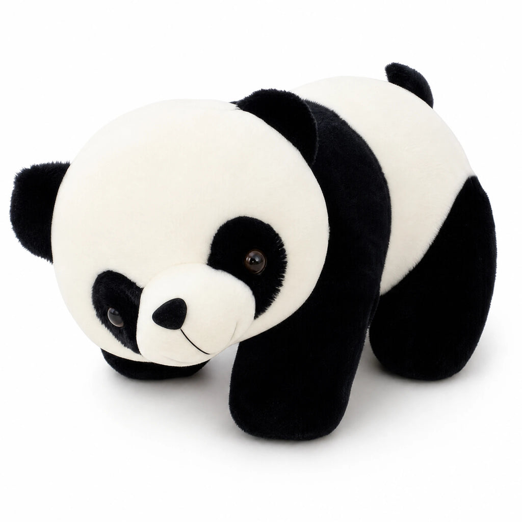 Panda Stuffed Animal in Lying Down Position - Fond blanc