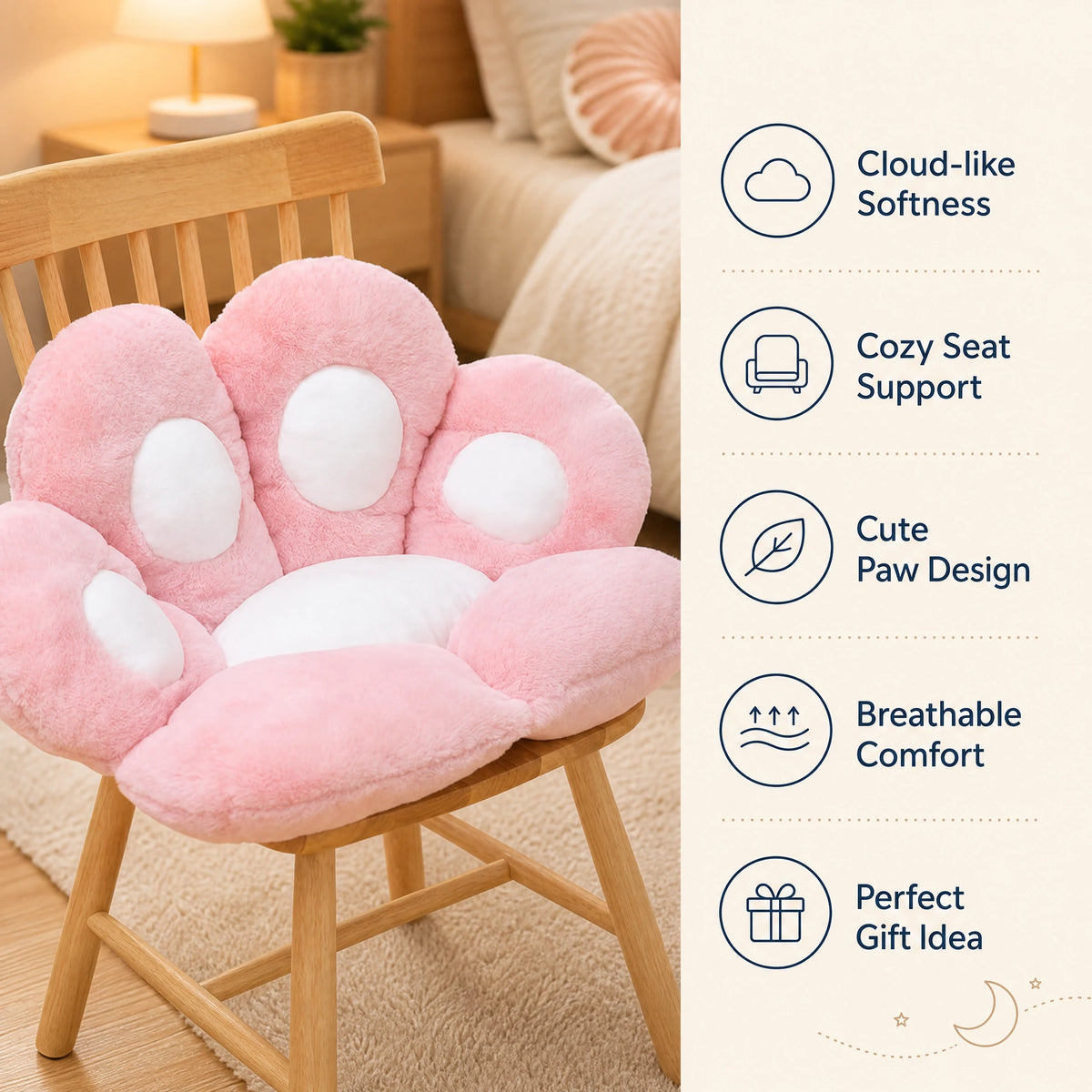 Paw Cushion – Plush Bear Floor Seat with Backrest - Bénéfices produit