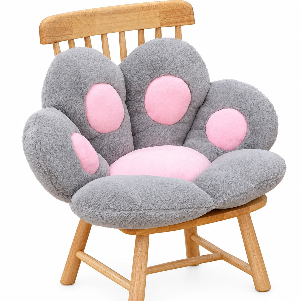 Paw Cushion – Plush Bear Floor Seat with Backrest - Grey / 65cm / 25in · Grey / 75cm / 29in