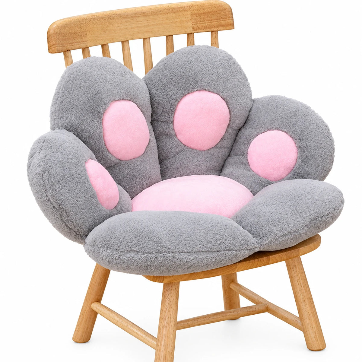 Paw Cushion – Plush Bear Floor Seat with Backrest - Grey / 65cm / 25in · Grey / 75cm / 29in