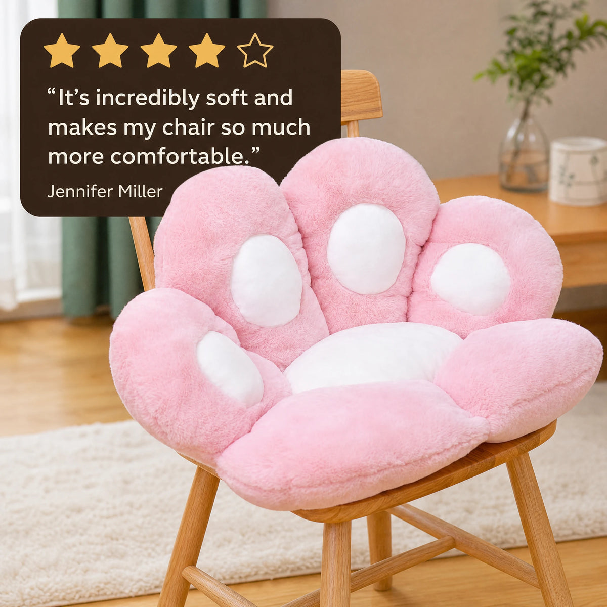 Paw Cushion – Plush Bear Floor Seat with Backrest - Image témoignage