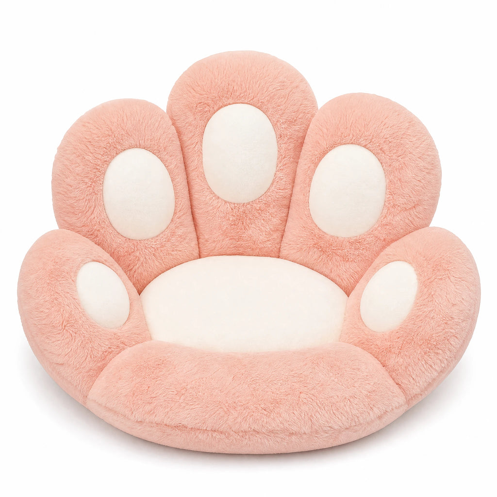 Paw Seat Cushion with Plush Pastel Design - Fond blanc
