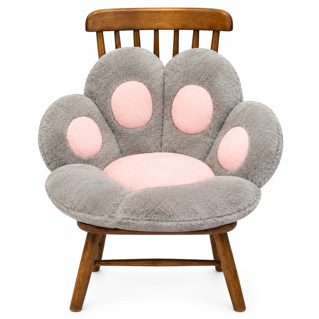 Paw Seat Cushion with Plush Pastel Design - Grey / 27in / 70cm · Grey / 23in / 60cm