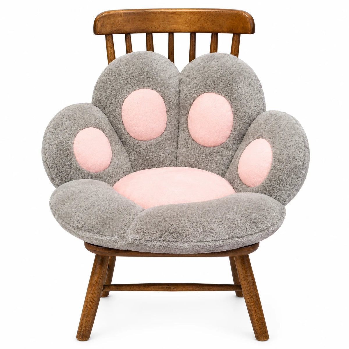 Paw Seat Cushion with Plush Pastel Design - Grey / 27in / 70cm · Grey / 23in / 60cm