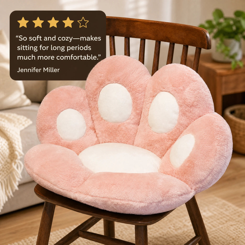 Paw Seat Cushion with Plush Pastel Design - Image témoignage