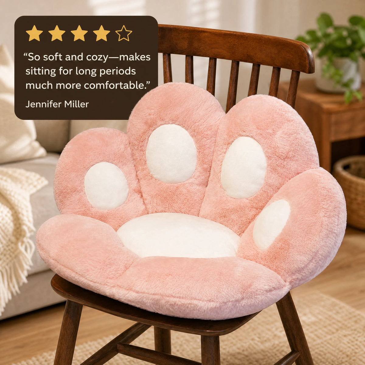 Paw Seat Cushion with Plush Pastel Design - Image témoignage