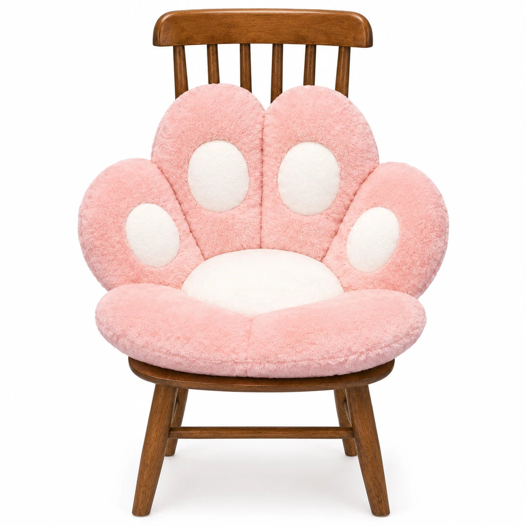 Paw Seat Cushion with Plush Pastel Design - Pink / 27in / 70cm · Pink / 23in / 60cm