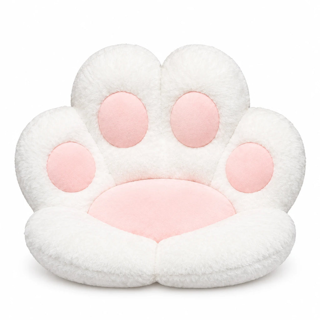 Paw Seat Cushion with Plush Pastel Design - White / 27in / 70cm · White / 23in / 60cm