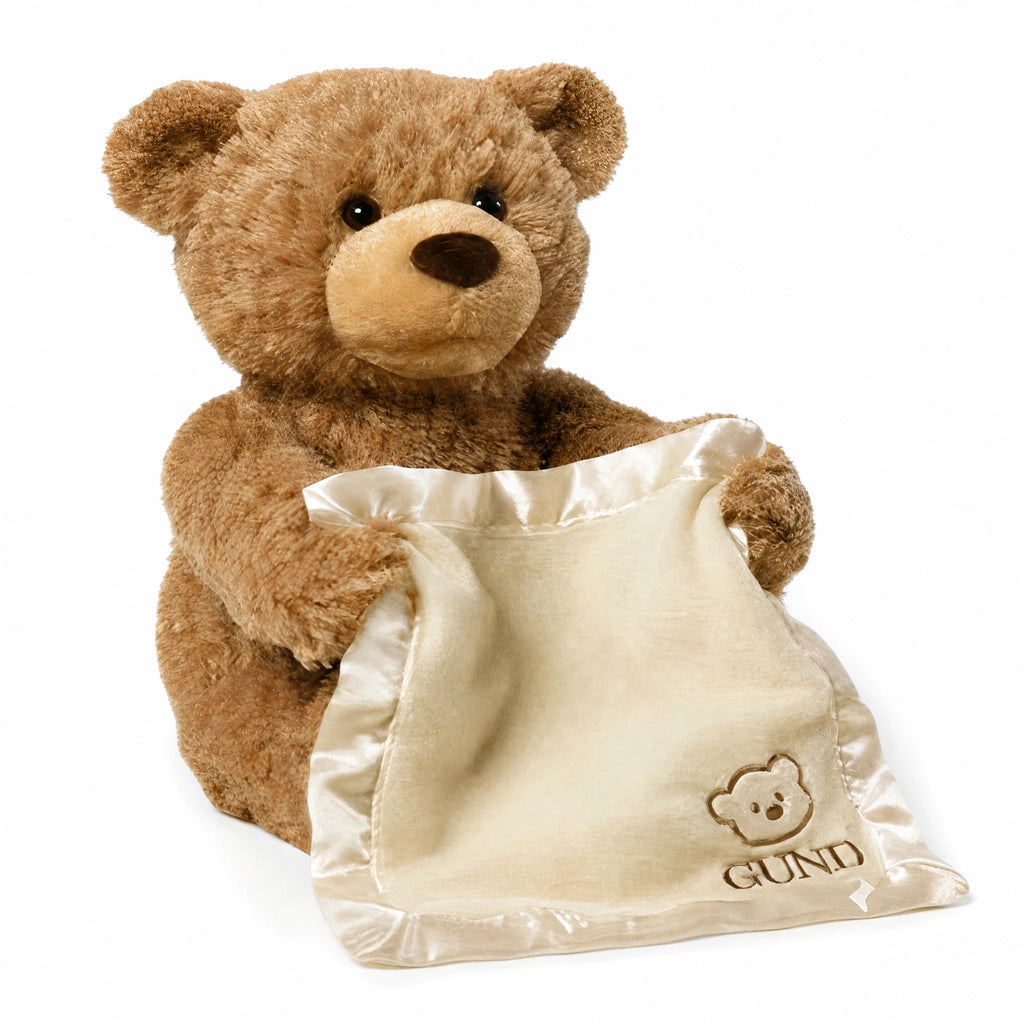 Peek-a-Boo Bear with Blanket, Interactive Plush Toy - Fond blanc