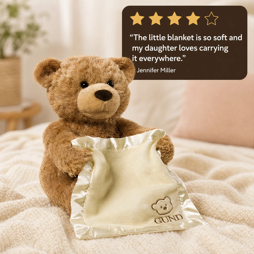 Peek-a-Boo Bear with Blanket, Interactive Plush Toy - Image témoignage
