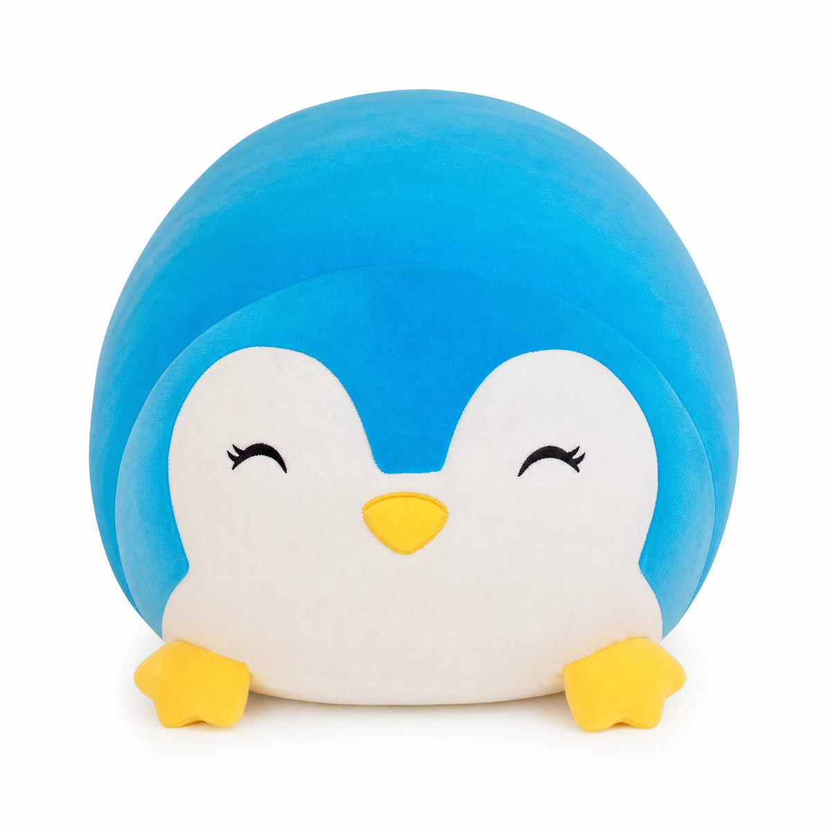 Penguin Plush Pillow with Soft Blue and White Design - Fond blanc