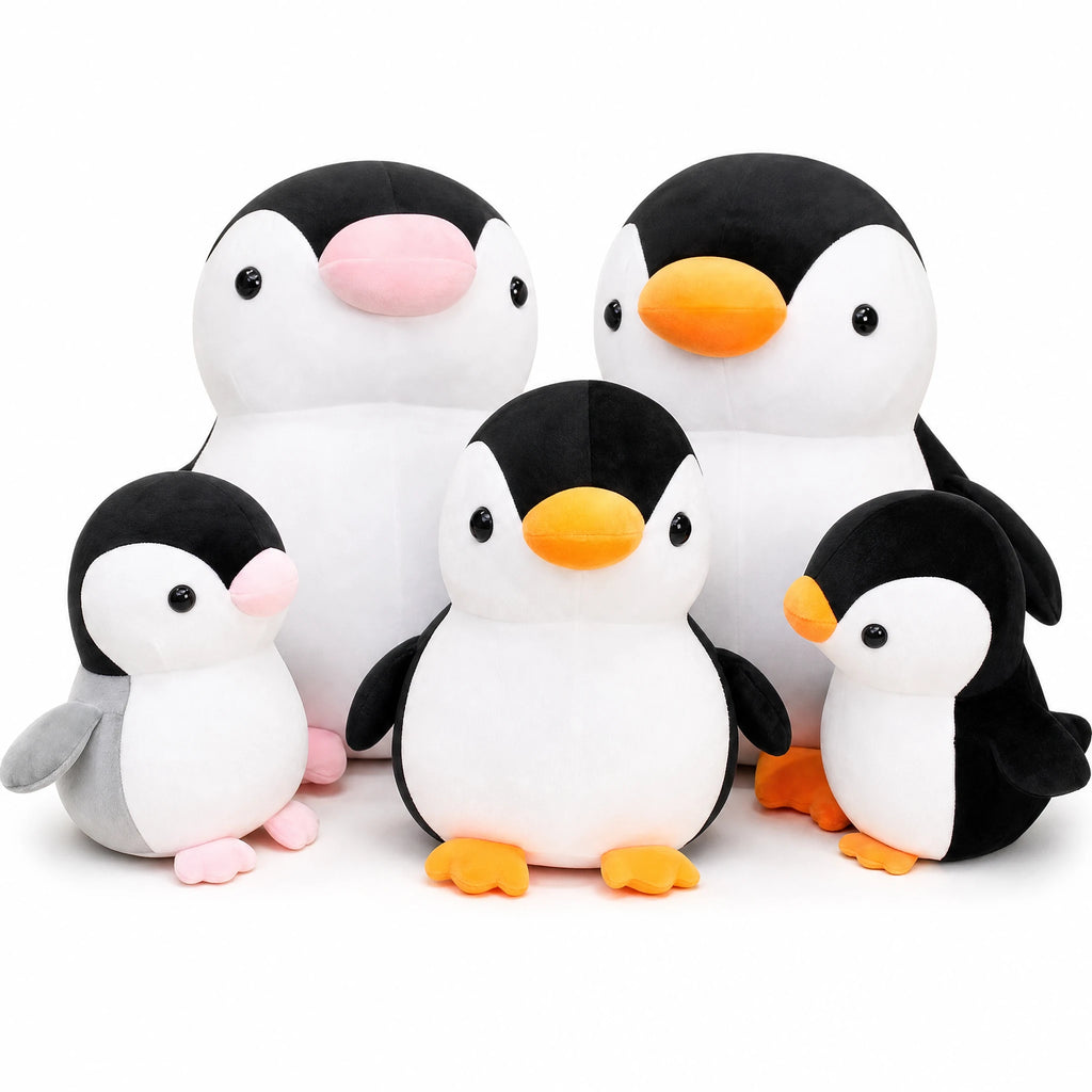 Penguin Plush Toy Collection in Multiple Sizes - Fond blanc