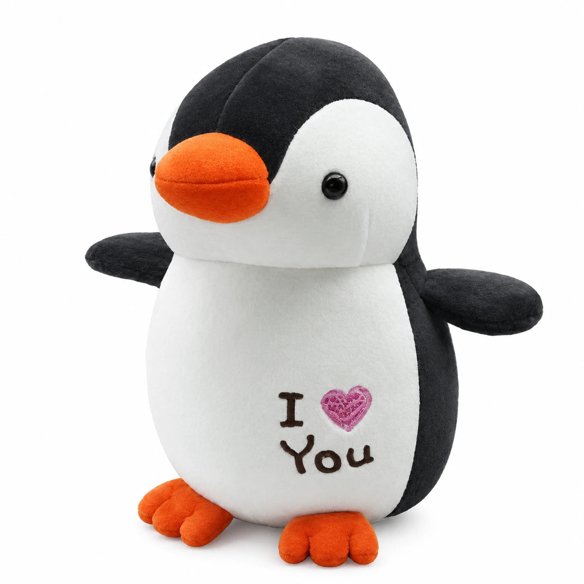 Penguin Plush Toy with I Love You Message - Black