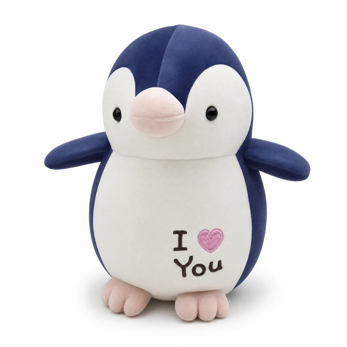 Penguin Plush Toy with I Love You Message - Fond blanc