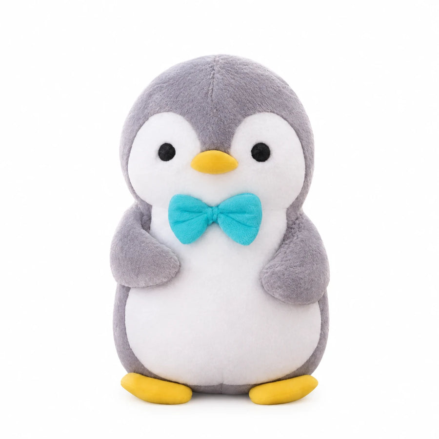 Penguin Plush with Bow Tie and Soft Gray Fabric - 10in / 25cm · 17.5in / 45cm