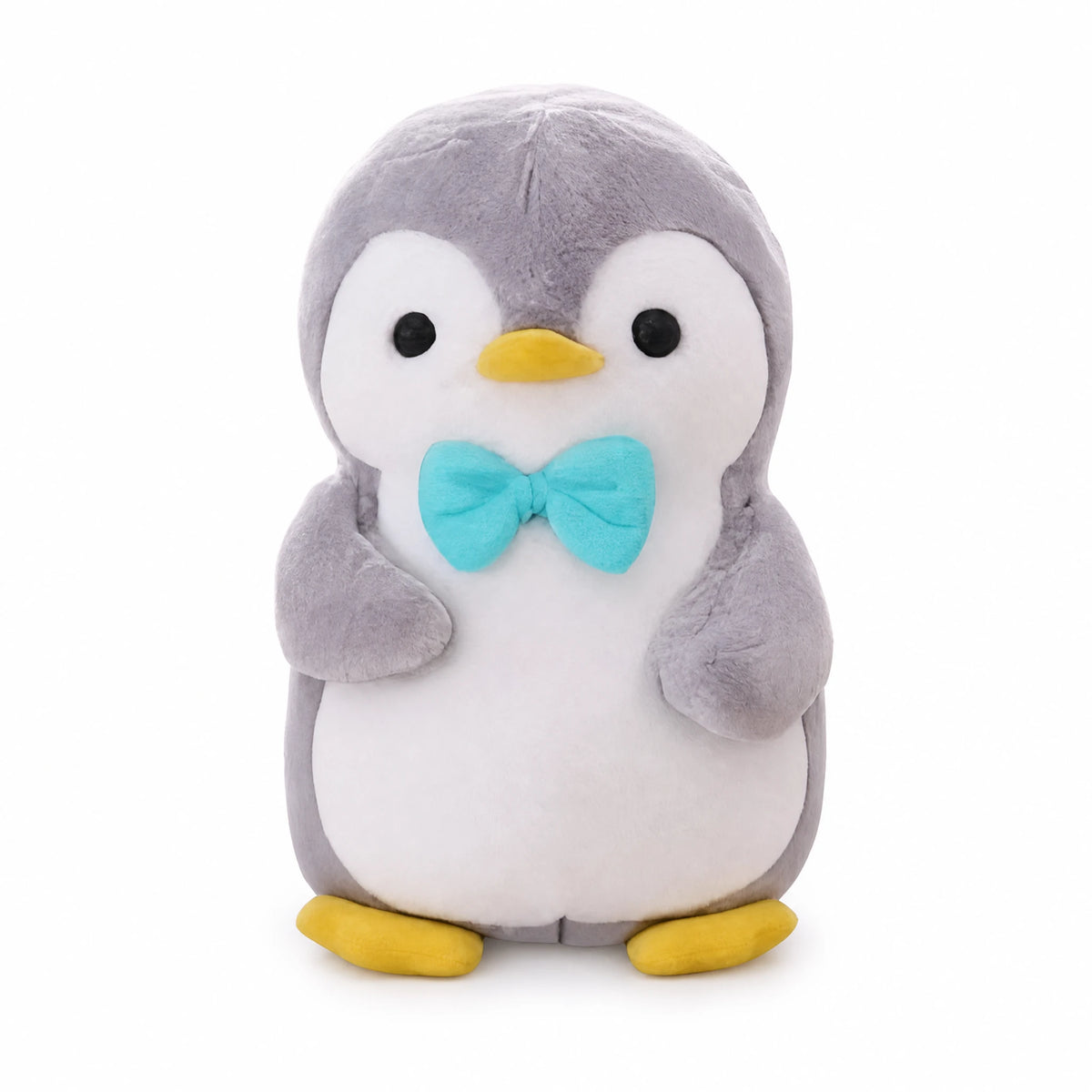 Penguin Plush with Bow Tie and Soft Gray Fabric - Fond blanc